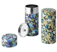 Teemando® Etsu Boîte de 150 g de fer blanc rond avec bouchon aromatisé avec papier japonais (Washi) 2 couches - H 15,5 cm - Ø 7,5 cm