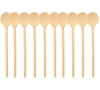 teemando® Lot de 10 cuillères de cuisson rondes en bois 30 cm