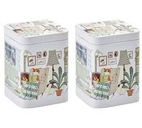 Teemando® Lot de 2 boîtes de 100 g en fer blanc carré avec couvercle 10 x 7,3 x 7,3 cm