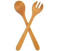 Teemando® Lot de 2 couverts à salade élégants en bois de cerisier 35 cm Cuillère à salade + fourchette à salade
