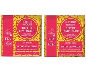 teemando® Lot de 2 sachets de thé aux fruits, limonade amère, note de pamplemousse, aromatisés, 50 sachets pyramidaux dans un sachet de 4 g = 100 sachets