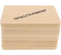 teemando® Lot de 8 dessous de verre à raclette en bois avec impression - 10 cm - Dessous de verre décoratif pour verres et poêlons à raclette
