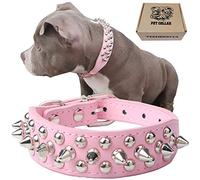 TEEMERRYCA Collier réglable en Cuir à Pointes cloutées avec Une Balle couinante - Cadeau pour Animaux de Compagnie de Petite, Moyenne et Grande Taille comme Les Chats/Pit Bull/Bulldog/Carlins/Husky