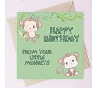 TEEMI - Carte d'anniversaire mignonne Little Monkey pour maman ou papa - Carte d'anniversaire amusante pour papa de la part des enfants | avec enveloppe et autocollant
