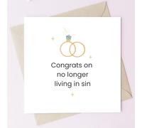 TEEMI - Carte de vœux de mariage amusante | Carte de félicitations amusante | Cartes de mariage grossières pour la mariée et le marié | Cartes de fête prénuptiale | Carte « No Longer Living In Sin »