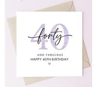 TEEMI Cartes d'anniversaire 30, 40, 50, 60 ans - Carte d'anniversaire fabuleuse pour femme avec enveloppe, papier cartonné de qualité supérieure 300 g/m², motif aquarelle violet, intérieur vierge pour
