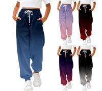 Teen Boys Baggy Joggers Gradient Elastic High Waistbund Tracksuit Bottoms with Pockets Kids Drawstrings Wide Leg Active Sweatpants Toddler Girls Loose Casual Jogging Pants