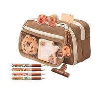 Teen Girls Pencil Case, Large Pencil Pouch, Capybara Pencil Holder, Fun Pen Pouch, Capybara Print Pouch, Teen Girls Pencil, Cute Pen Case, Quirky Pen Holder, Multi-Layer Pen Case, Maillard Coffee,
