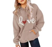 Teen Love Sweat à capuche surdimensionné pour filles et garçons - Sweat à capuche décontracté tendance - Motif rythme cardiaque - Pull d'hiver à manches longues et col rond - Uniforme scolaire, kaki