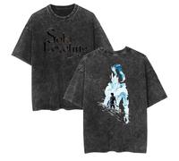 Teen Solo Leveling T-shirt unisexe à manches courtes pour garçons et filles, noir 3, M