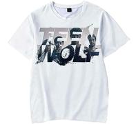 Teen Wolf T-Shirt Funny Graphics Funny Birthday Cotton Tee Vintage Gift for Men Women White Manches Courtes(Large)