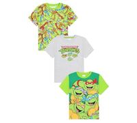 Teenage Mutant Ninja Lot de 3 t-shirts pour enfants Motif tortues, Vert, 6-7 ans