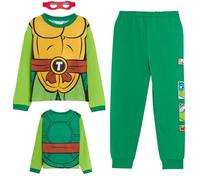 Teenage Mutant Ninja Pyjama tortues avec masque réversible TMNT Cadeau Leonardo Raphael, Vert, 9-10 ans