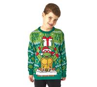 Teenage Mutant Ninja Turtles Boys Tricoté Cavalier de Noël | Pull de Noël Festif TMNT | Turtle Power dans Les vêtements de Noël de Votre Enfant - Cadeau Parfait pour Les Jeunes Fans de TMNT