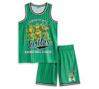 TEENAGE MUTANT NINJA Turtles Ensemble de basket-ball vert pour hommes | Tenue de la ligue de basket-ball des tortues 2 pièces| Léonard, Donatello, Michel-Ange et Raphaël