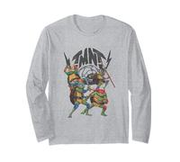 Teenage Mutant Ninja Turtles Hero Lineup Distressed Logo Manche Longue