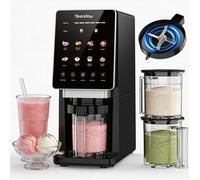 Teendow Machine à Glace Maison 8 Programmes, Écran Tactile, 3 Pots 500ml, Silencieuse 45dB, Autonettoyante - Noire