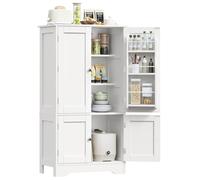 TEENFON Armoire garde-manger 43'H avec 4 portes, armoire de cuisine avec 6 étagères de porte, garde-manger de cuisine pour salon, salle à manger, salle de bain, blanc
