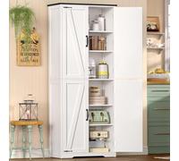 TEENFON Buffet Haut Cuisine, Buffet Cuisine Rangement 4 Portes avec Étagères Réglables, Meuble de Rangement pour Salon, Salle à Manger, Blanc, 60 x 30 x 170 cm