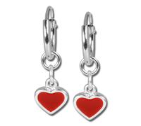Teenie-Weenie Boucles Doreilles 13mm Pour Enfants Créoles En Argent 925 Coeur Rouge Sdo076