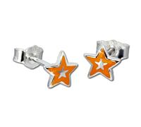 Teenie-Weenie Boucles Doreilles 6mm Boucles Doreilles Enfant Argent 925 Étoile Orange Sdo200o