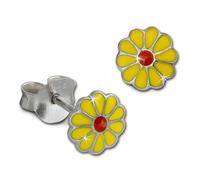 Teenie-Weenie Boucles Doreilles 6mm Pour Enfants Boucles Doreilles Clous En Argent 925 Fleur Jaune Sdo214y
