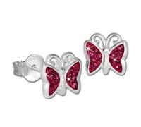 Teenie-Weenie Boucles Doreilles 8mm Boucles Doreilles Enfant Argent Papillon Rose Sdo094p