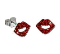 Teenie-Weenie Boucles d'oreilles - boucles d'oreilles la bouche avec zircon rouge - argent sterling 925 pour enfants - SDO8017R