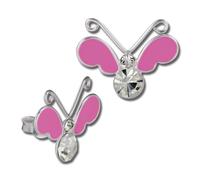 Teenie-Weenie Boucles Doreilles Clous Doreilles Enfant Argent 3d Papillon Rose Sdo8121p