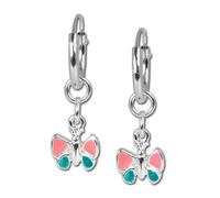 Teenie-Weenie Boucles Doreilles Créoles Enfant 13mm Argent Papillon Rose Sdo081