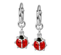 Teenie-Weenie Boucles Doreilles Créoles Enfant Argent 13mm Coccinelle Rouge Sdo073