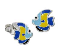 Teenie-Weenie Boucles Doreilles Enfant Boucles Doreilles Clous En Argent 925 Poisson Bleu Jaune Sdo8126b