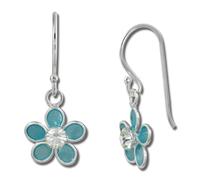 Teenie-Weenie Boucles Doreilles Enfant Boucles Doreilles En Argent 925 Fleur 3d Bleu Clair Sdo8139h