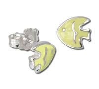 Teenie-Weenie Boucles Doreilles Enfant Clous Doreilles Argent 925 Poisson Jaune Sdo605y