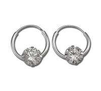 Teenie-Weenie Boucles Doreilles Enfant Créoles Argent 925 Pierre Zircone Blanc Sdo8705w