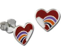 Teenie-Weenie Boucles d'oreilles enfants argent multicolore cœur arc-en-ciel SDO8143R