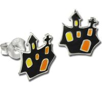 Teenie-Weenie Boucles d'oreilles enfants argent noir Château hanté SDO8133S