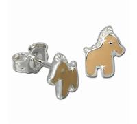 Teenie-Weenie Boucles Doreilles Enfants Boucles Doreilles Clous En Argent 925 Cheval Marron Sdo606n
