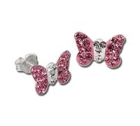 Teenie-Weenie Boucles d'oreilles papillon rose - argent sterling 925 pour enfants - SDO8002A