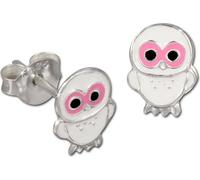 Teenie-Weenie Boucles d'oreilles pour enfants 925 argent blanc Chouette SDO8100W