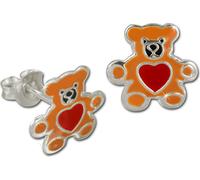 Teenie-Weenie Boucles d'oreilles pour enfants 925 argent brun Teddy SDO8104N