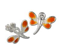 Teenie-Weenie Boucles Doreilles Pour Enfants Boucles Doreilles Argent 925 Libellule Orange Sdo8109o