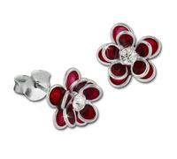 Teenie-Weenie Boucles Doreilles Pour Enfants Boucles Doreilles Clous En Argent 925 3d Nénuphar Rouge Sdo8122r