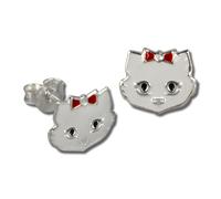 Teenie-Weenie Boucles Doreilles Pour Enfants Boucles Doreilles Clous En Argent 925 Chat Blanc Sdo8102w