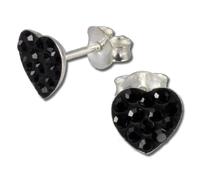 Teenie-Weenie Boucles Doreilles Pour Enfants Boucles Doreilles Clous En Argent 925 Coeurs Noirs Sdo251s