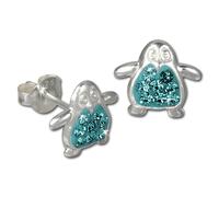 Teenie-Weenie Boucles Doreilles Pour Enfants Boucles Doreilles Clous En Argent 925 Pingouin Turquoise Sdo8004t