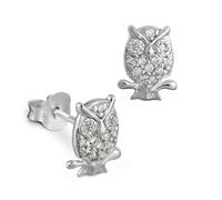 Teenie-Weenie Boucles Doreilles Pour Enfants Clous Doreilles En Argent 925 Hibou Blanc Sdo8013w