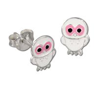 Teenie-Weenie Boucles Doreilles Pour Enfants Clous Doreilles En Argent 925 Hibou Blanc Sdo8100w