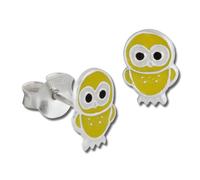 Teenie-Weenie Boucles Doreilles Pour Enfants Clous Doreilles En Argent 925 Hibou Jaune Sdo8100y