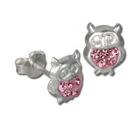 Teenie-Weenie Boucles Doreilles Pour Enfants Clous Doreilles En Argent 925 Hibou Rose Sdo8009a